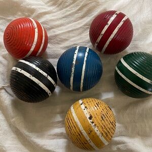 Set of 6 Vintage Striped Croquet Balls